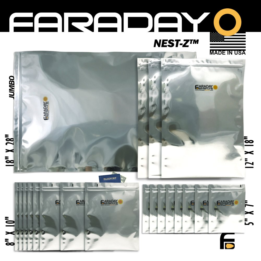 Faraday Defense NEST-Z EMP 7.0mil Faraday Bags 20pc Extra Large Kit